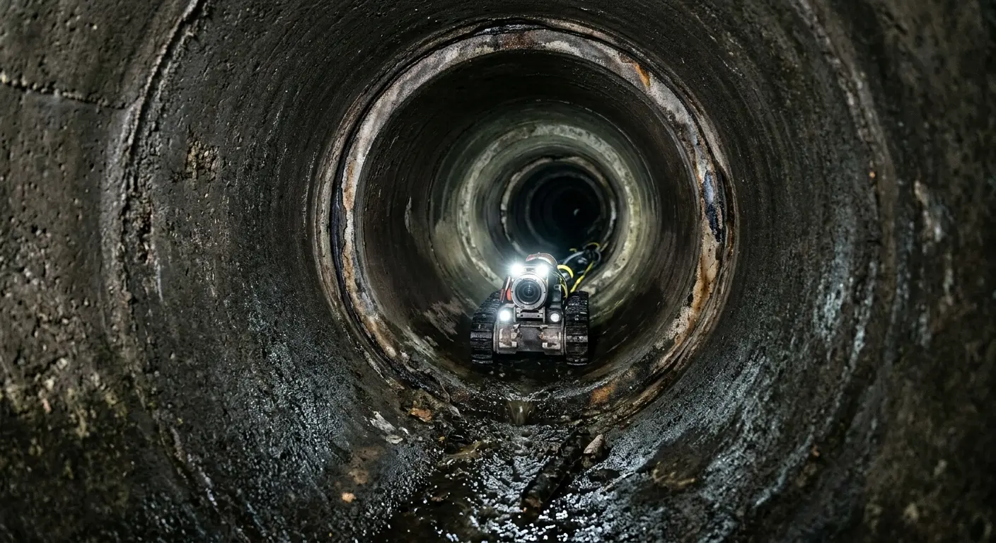 Robotic sewer camera inspecting pipe interior for Sewer Line Repair in Five Corners